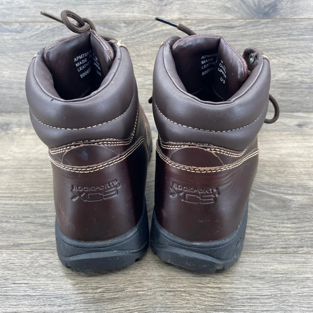 Rockport XCS Hiking Boots Mens 9 Brown Leather Waterproof Hydro-Shield APM7250E